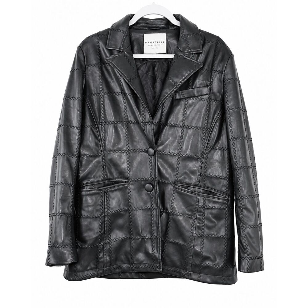 Bagatelle Collection Faux Leather Women’s L Black Patchwork Stitched Jacket